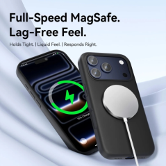 Coque en silicone Vention pour iPhone 17 Pro - Anneau magnétique MagSafe - Accessoires inclus - Beige