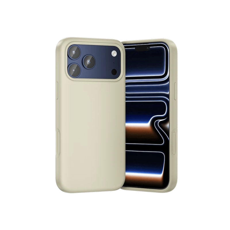 Coque en silicone Vention pour iPhone 17 Pro Max - Anneau magnétique MagSafe - Accessoires inclus - Beige