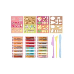 Coffret cadeau Jovi Kawaii avec 24 bâtonnets de pâte à modeler de 15 g + moules + emporte-pièces - Sans gluten - À base de plant