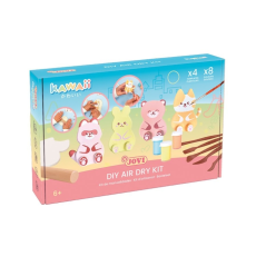 Kit Jovi Kawaii à séchage à l'air libre avec pâte durcissante 500 g + 4 pochoirs + peintures + accessoires - Facile à modeler -