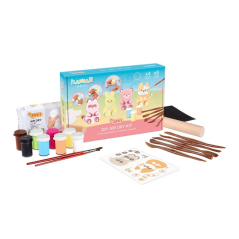 Kit Jovi Kawaii à séchage à l'air libre avec pâte durcissante 500 g + 4 pochoirs + peintures + accessoires - Facile à modeler -
