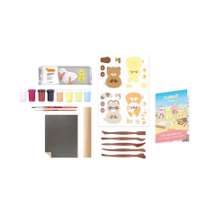Kit Jovi Kawaii à séchage à l'air libre avec pâte durcissante 500 g + 4 pochoirs + peintures + accessoires - Facile à modeler -