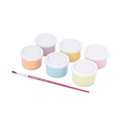 Coffret Jovi Kawaii avec 6 pots de peinture tempera (35 ml) + pinceau - Séchage rapide - Excellente adhérence - Prêt à l'emploi