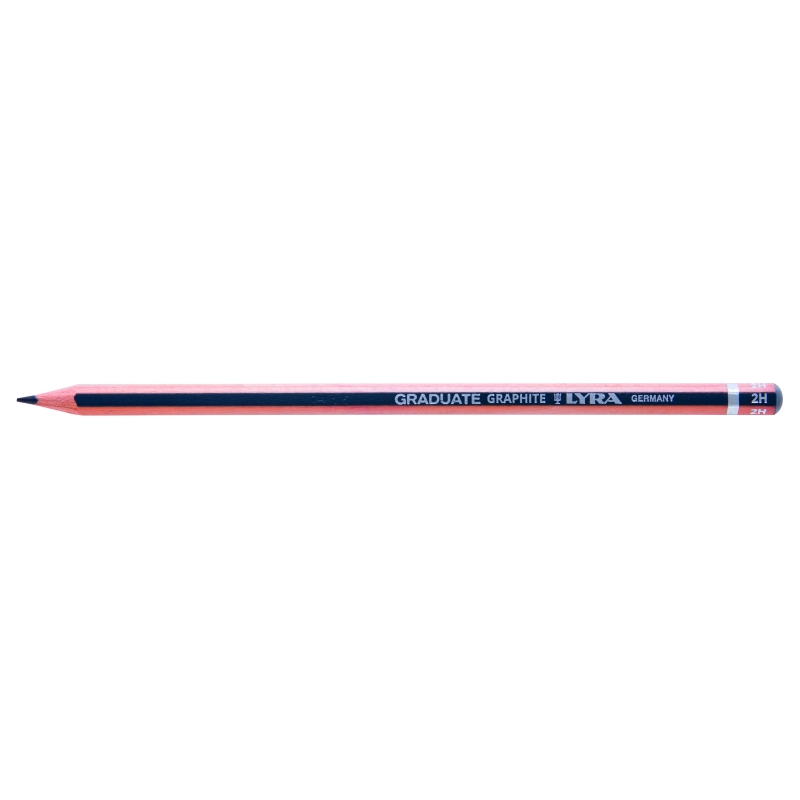 LOT de 12 Crayon graphite Lyra Graduate - Hexagonal - Graduation 2H - Gris foncé