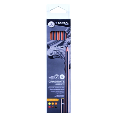 Lyra Graduate Artistic Pack de 6 crayons graphite - Graduations assorties - Noir