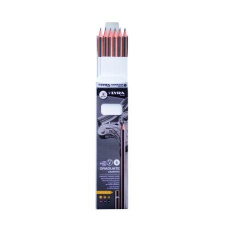 Lyra Graduate Artistic Pack de 6 crayons graphite - Graduations assorties - Noir