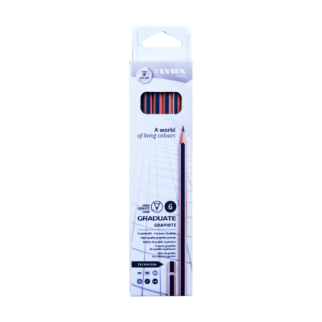 Lyra Graduate Technical Pack de 6 crayons graphite - Graduations assorties - Noir
