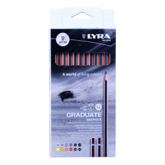 Lyra Graduate Pack de 12 crayons graphite - Graduations assorties - Noir