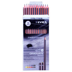 Lyra Graduate Pack de 12 crayons graphite - Graduations assorties - Noir