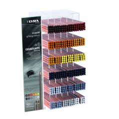Vitrine Lyra pour diplômés avec 432 crayons graphite - Hexagonale - Graduations assorties - Noir