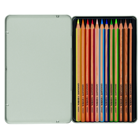 Lyra Graduate Pack de 12 crayons de couleur - Hexagonal - Étui en métal - Noir