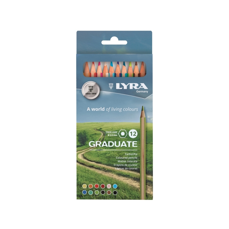 Lyra Graduate Pack de 12 crayons de couleur - Hexagonaux - Noir