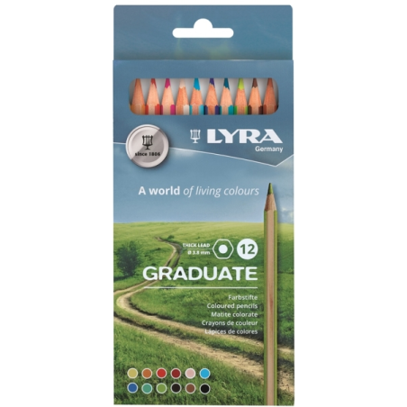 Lyra Graduate Pack de 12 crayons de couleur - Hexagonaux - Noir
