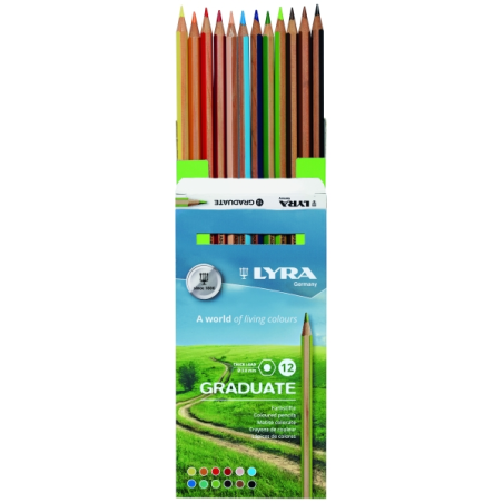 Lyra Graduate Pack de 12 crayons de couleur - Hexagonaux - Noir