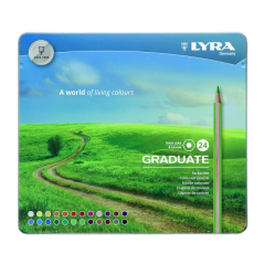 Lyra Graduate Pack de 24 crayons de couleur - Hexagonal - Étui en métal - Noir