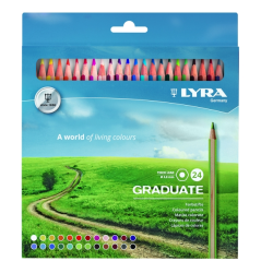 Lyra Graduate Pack de 24 crayons de couleur - Hexagonaux - Noir