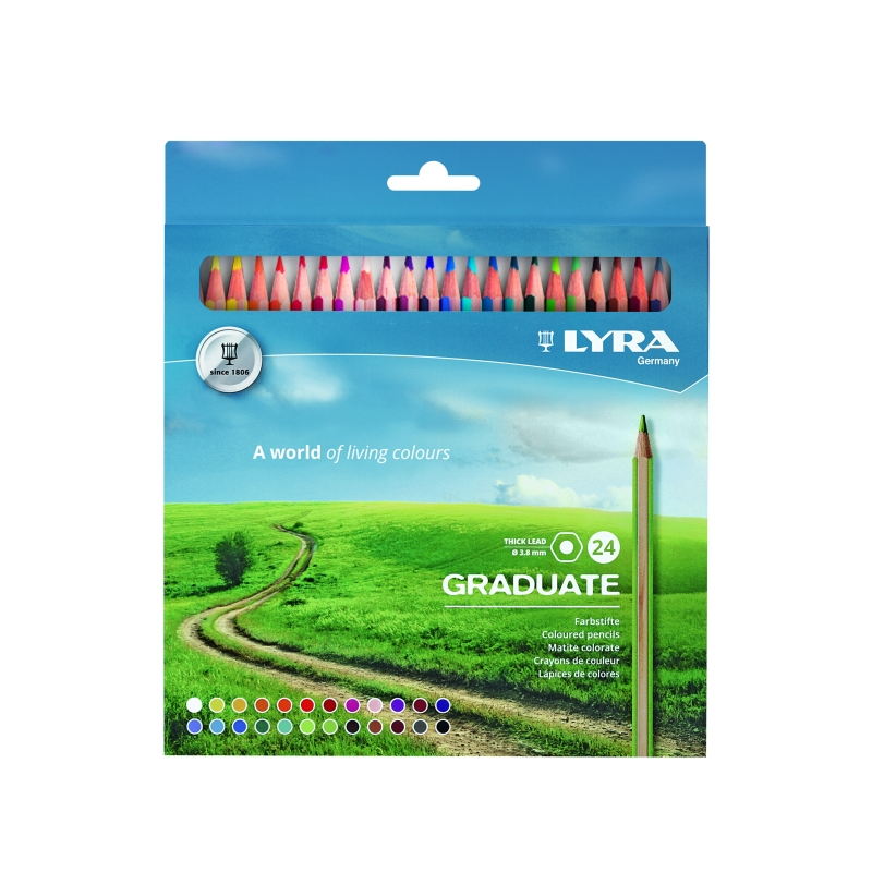 Lyra Graduate Pack de 24 crayons de couleur - Hexagonaux - Noir