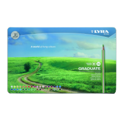 Lyra Graduate Pack de 36 crayons de couleur - Hexagonal - Étui en métal - Noir