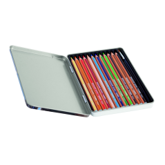 Lyra Graduate Pack de 12 crayons de couleur aquarelle avec 1 pinceau inclus - Hexagonal - Étui en métal - Couleurs assorties