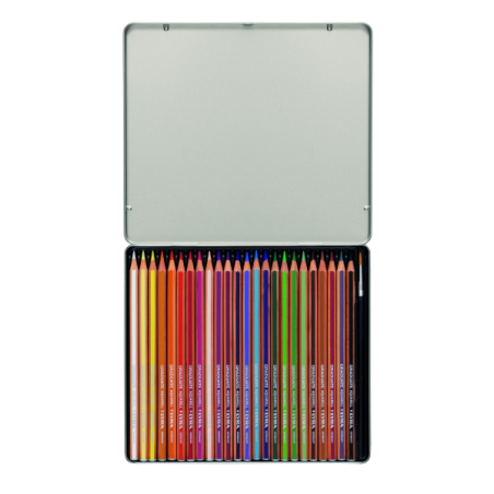 Lyra Graduate Pack de 24 crayons aquarellables avec 1 pinceau inclus - Hexagonal - Étui en métal - Couleurs assorties