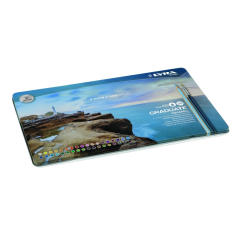 Lyra Graduate Pack de 36 crayons aquarellables avec 1 pinceau inclus - Hexagonal - Étui en métal - Couleurs assorties