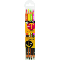 Crayons Lyra Duo, lot de 4 crayons à double pointe - Ronds - Sachet plastique - Couleurs assorties