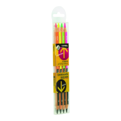 Crayons Lyra Duo, lot de 4 crayons à double pointe - Ronds - Sachet plastique - Couleurs assorties