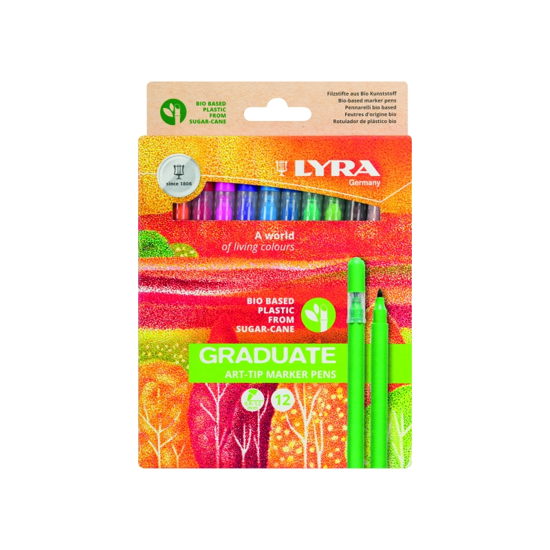 Lot de 12 marqueurs Lyra Graduate Art Tip - Couleurs assorties