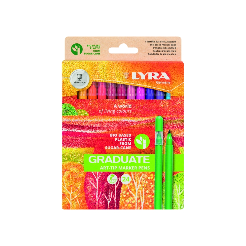 Lot de 24 marqueurs Lyra Graduate Art Tip - Couleurs assorties