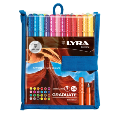 Lyra Graduate Pack de 24 feutres à pointe synthétique - Pointe fine - Couleurs assorties