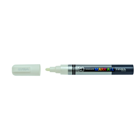 Marqueurs permanents Lyra Mark All, lot de 6, multi-surfaces, pointe ronde, 2 mm, blanc
