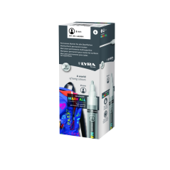 Marqueurs permanents Lyra Mark All, lot de 6, multi-surfaces, pointe ronde, 2 mm, blanc