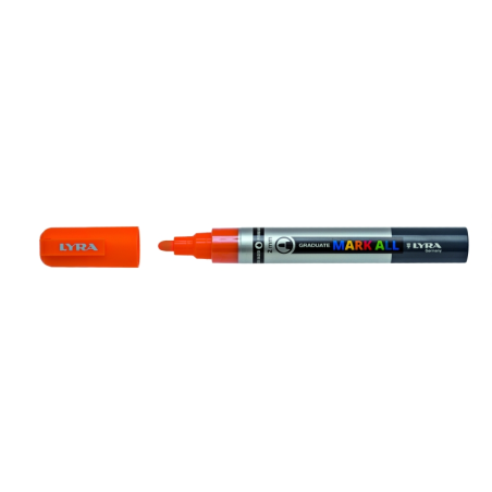LOT de 6 Marqueur permanent Lyra Mark All - Multi-surfaces - Pointe ronde - 2 mm - Orange