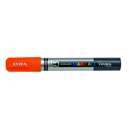 LOT de 6 Marqueur permanent Lyra Mark All - Multi-surfaces - Pointe ronde - 2 mm - Orange