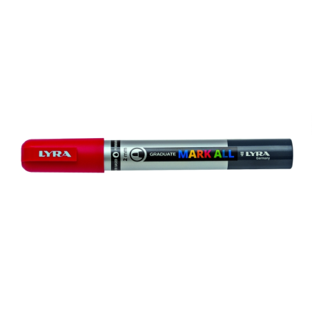 LOT de 6 Marqueur permanent Lyra Mark All - Multi-surfaces - Pointe ronde - 2 mm - Rouge