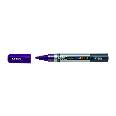 LOT de 6 Marqueur permanent Lyra Mark All - Multi-surfaces - Pointe ronde - 2 mm - Couleur violette