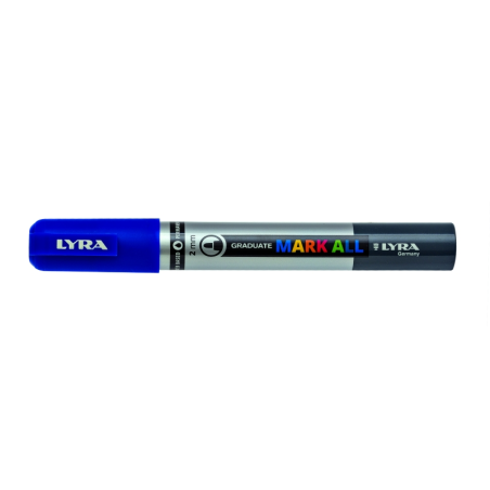 LOT de 6 Marqueur permanent Lyra Mark All - Multi-surfaces - Pointe ronde - 2 mm - Bleu foncé