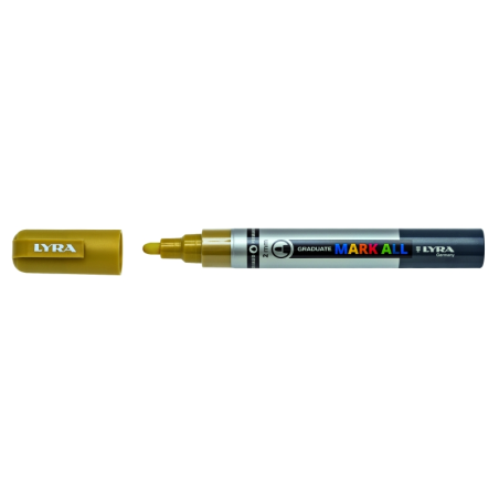 LOT de 6 Marqueur permanent Lyra Mark All - Multi-surfaces - Pointe ronde - 2 mm - Couleur or