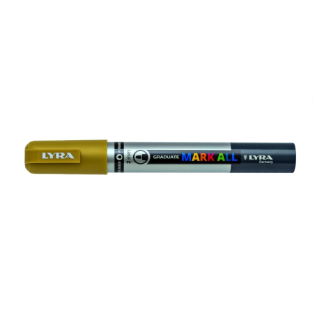 LOT de 6 Marqueur permanent Lyra Mark All - Multi-surfaces - Pointe ronde - 2 mm - Couleur or