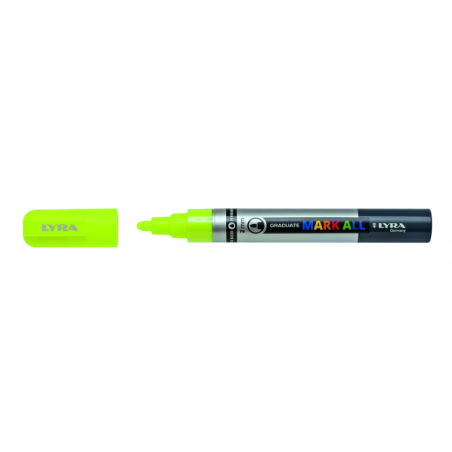 LOT de 6 Marqueur permanent Lyra Mark All - Multi-surfaces - Pointe ronde - 2 mm - Jaune fluo