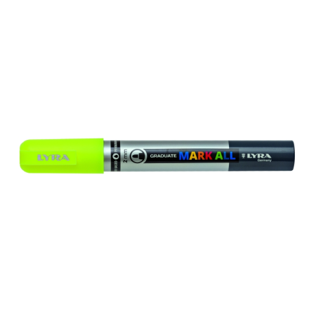 LOT de 6 Marqueur permanent Lyra Mark All - Multi-surfaces - Pointe ronde - 2 mm - Jaune fluo