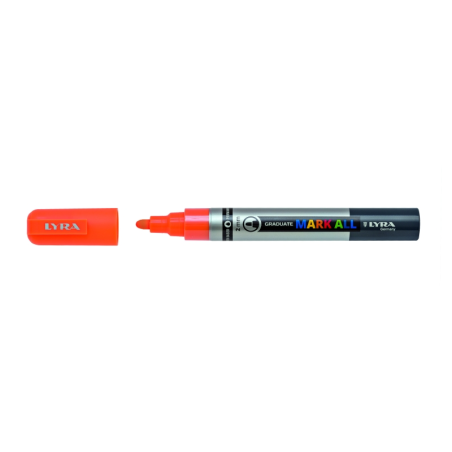 LOT de 6 Marqueur permanent Lyra Mark All - Multi-surfaces - Pointe ronde - 2 mm - Orange fluo