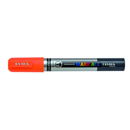 LOT de 6 Marqueur permanent Lyra Mark All - Multi-surfaces - Pointe ronde - 2 mm - Orange fluo