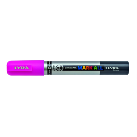 LOT de 6 Marqueur permanent Lyra Mark All - Multi-surfaces - Pointe ronde - 2 mm - Rose fluo