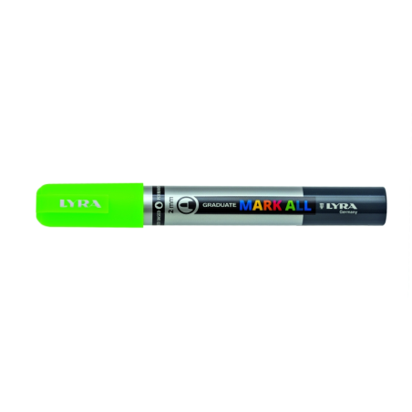 LOT de 6 Marqueur permanent Lyra Mark All - Multi-surfaces - Pointe ronde - 2 mm - Vert fluo