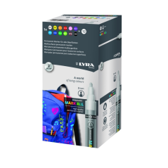 Marqueurs permanents Lyra Mark All, lot de 12 – Multisurfaces – Pointe ronde – 2 mm – Couleurs assorties