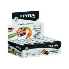 LOT de 24 Taille-crayon double en bois Lyra Graduate - Crayons jusqu'à 8 mm - Lame de haute qualité
