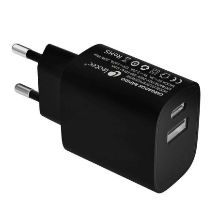 Chargeur Universel Leotec Charge Rapide 1xUSB-C PD + 1x USB-A 20W