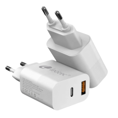 Chargeur universel Leotec 30 W GAN - 1 USB-C PD + 1 USB-A - Couleur blanche