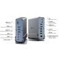 Station d'accueil Leotec LEDS06 USB-C 15 en 1 : 2 ports HDMI 4K + DisplayPort, alimentation 100 W, Ethernet Gigabit, 5 ports USB